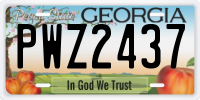 GA license plate PWZ2437
