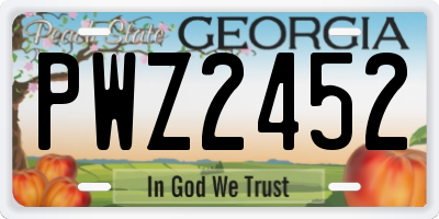 GA license plate PWZ2452