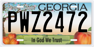 GA license plate PWZ2472