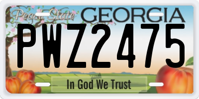 GA license plate PWZ2475