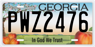 GA license plate PWZ2476