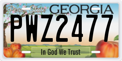 GA license plate PWZ2477