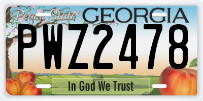 GA license plate PWZ2478