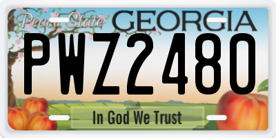 GA license plate PWZ2480