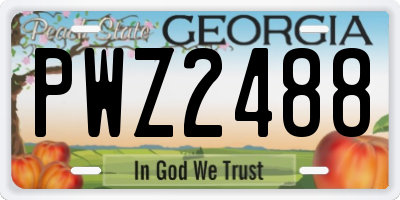 GA license plate PWZ2488
