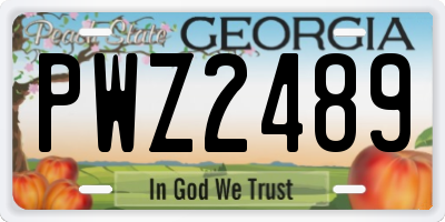 GA license plate PWZ2489