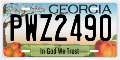 GA license plate PWZ2490