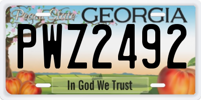 GA license plate PWZ2492