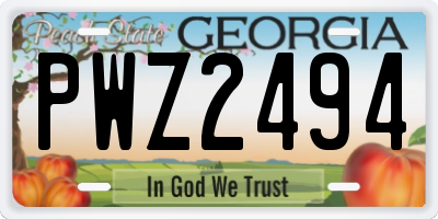 GA license plate PWZ2494