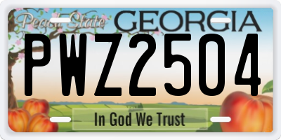 GA license plate PWZ2504