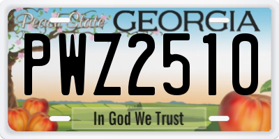 GA license plate PWZ2510