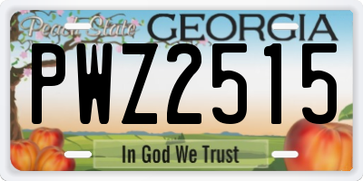 GA license plate PWZ2515