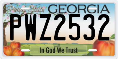 GA license plate PWZ2532