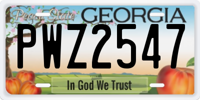 GA license plate PWZ2547
