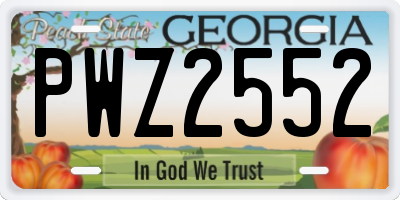 GA license plate PWZ2552