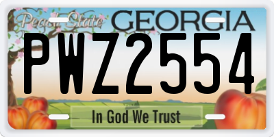 GA license plate PWZ2554