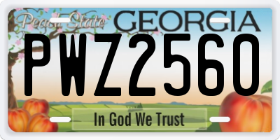 GA license plate PWZ2560
