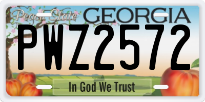 GA license plate PWZ2572