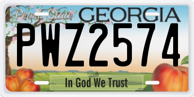 GA license plate PWZ2574