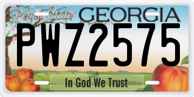 GA license plate PWZ2575