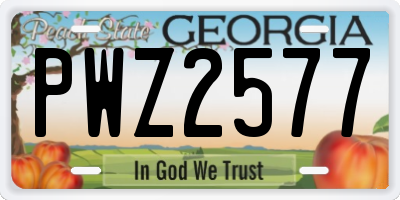 GA license plate PWZ2577