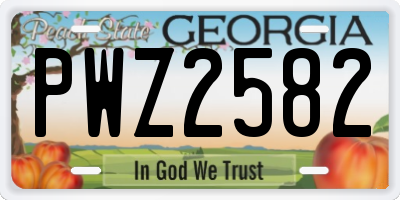 GA license plate PWZ2582
