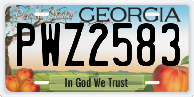 GA license plate PWZ2583