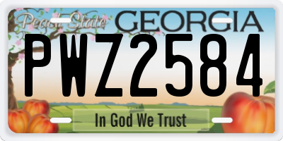 GA license plate PWZ2584