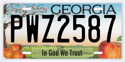 GA license plate PWZ2587