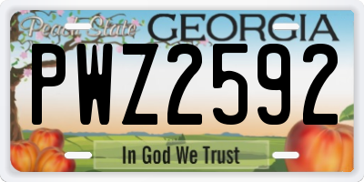 GA license plate PWZ2592