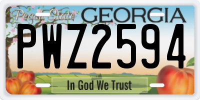 GA license plate PWZ2594