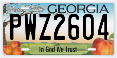 GA license plate PWZ2604
