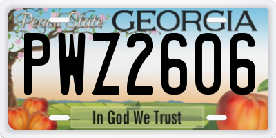 GA license plate PWZ2606
