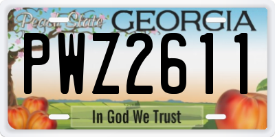 GA license plate PWZ2611