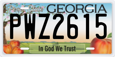 GA license plate PWZ2615