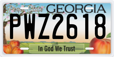 GA license plate PWZ2618