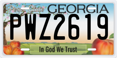 GA license plate PWZ2619