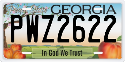GA license plate PWZ2622
