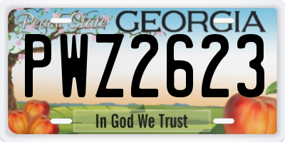 GA license plate PWZ2623