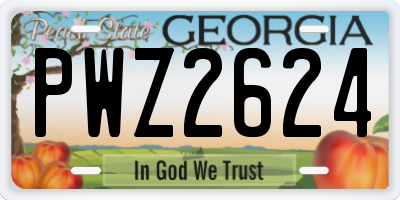 GA license plate PWZ2624