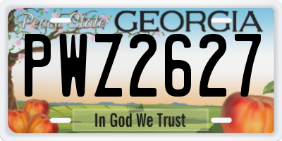 GA license plate PWZ2627