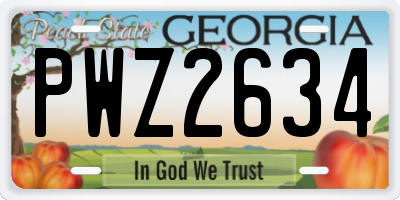 GA license plate PWZ2634