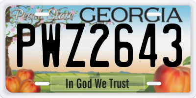 GA license plate PWZ2643