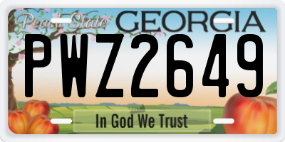 GA license plate PWZ2649
