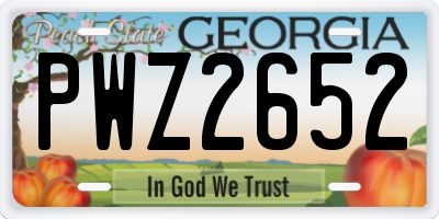 GA license plate PWZ2652