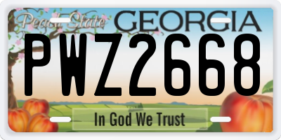 GA license plate PWZ2668