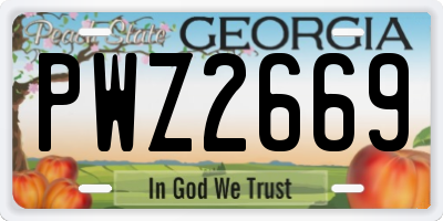GA license plate PWZ2669