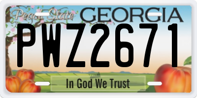 GA license plate PWZ2671