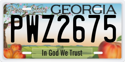 GA license plate PWZ2675