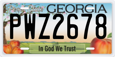 GA license plate PWZ2678